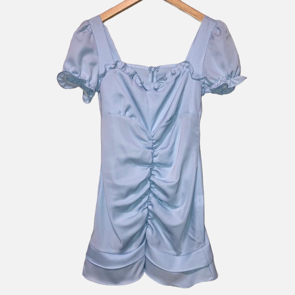 YesStyle Ruched Ruffle Dress Small